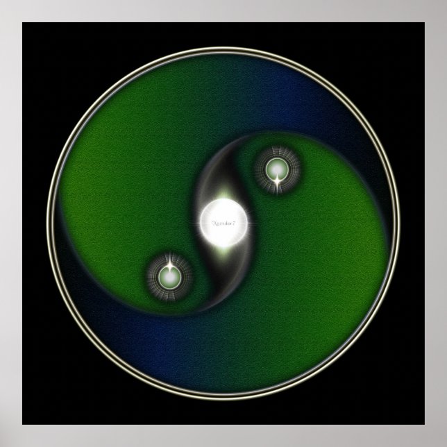 Yin Yang Sun Green Blue Poster (Vorne)