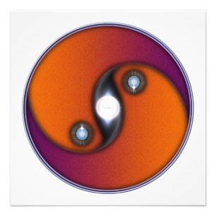 Yin Yang Sun Orange Violet Fotodruck