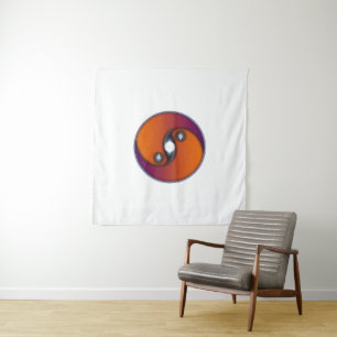 Yin Yang Sun Orange Violet Wandteppich
