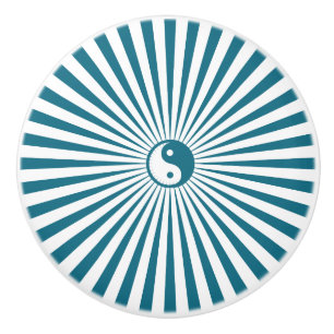 Yin-Yang Sun Wheel-Blue/White Keramikknauf