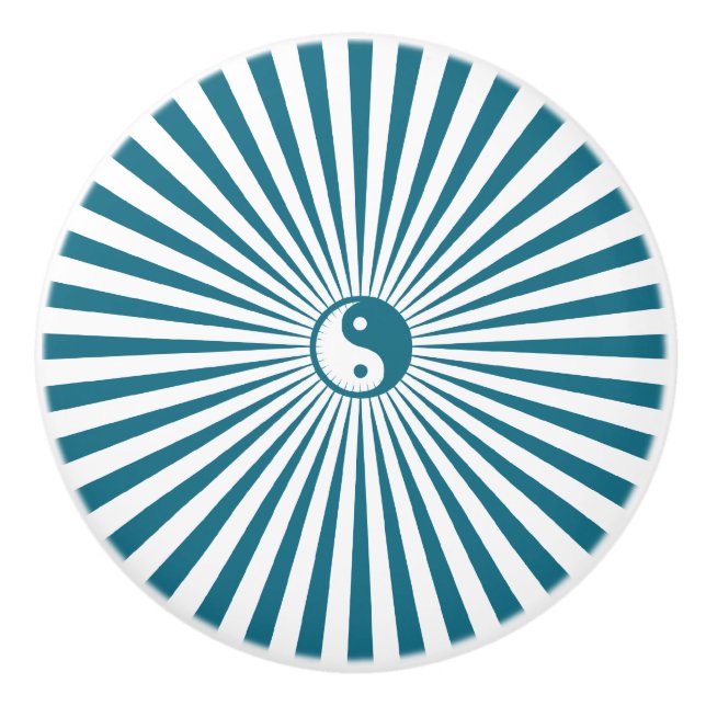 Yin-Yang Sun Wheel-Blue/White Keramikknauf (Vorderseite)
