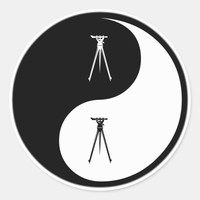 Yin Yang Surveying Runder Aufkleber (Vorderseite)