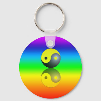 Yin & Yang Symbol auf Chakra Farben Motiv 1 Schlüsselanhänger