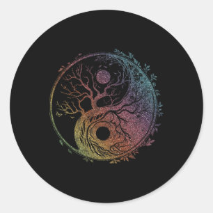Yin Yang Symbol, Baum des Lebens, Tai Chi, Qigong, Runder Aufkleber