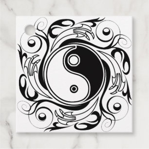 Yin & Yang Symbol Black and White Tattoo Style Geschenkanhänger