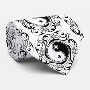 Yin & Yang Symbol Black and White Tattoo Style Krawatte