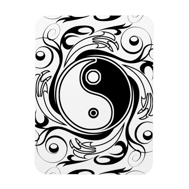 Yin & Yang Symbol Black and White Tattoo Style Magnet (Vertikal)