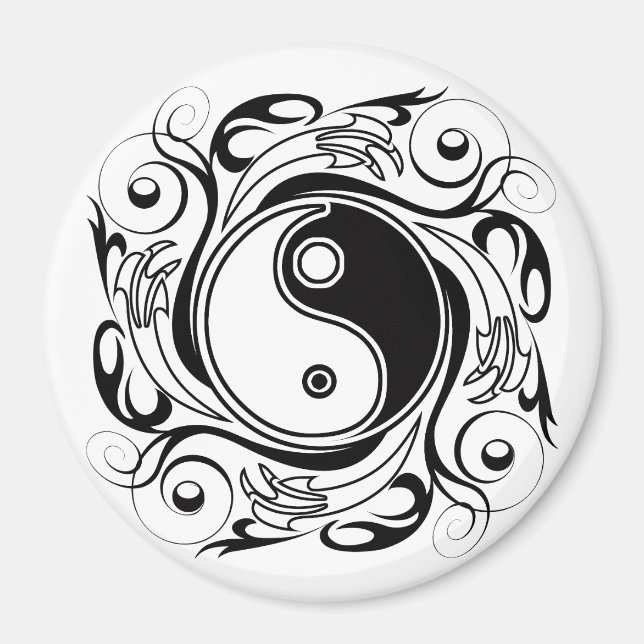 Yin & Yang Symbol Black and White Tattoo Style Magnet (Vorne)