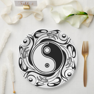 Yin & Yang Symbol Black and White Tattoo Style Pappteller
