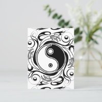 Yin & Yang Symbol Black and White Tattoo Style