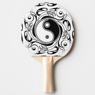 Yin & Yang Symbol Black and White Tattoo Style Tischtennis Schläger