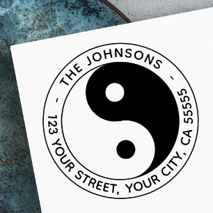 Yin-Yang-Symbol der modernen Rücksendeadresse Permastempel