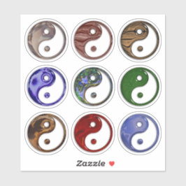 Yin Yang Symbol Glass Texture Set von 9 Aufkleber