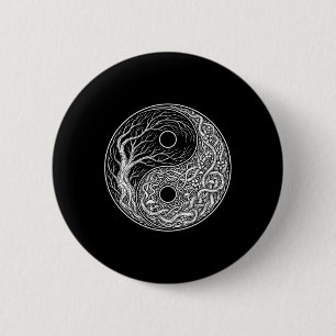 Yin Yang Symbol Lebensbaum, Tai Chi, Qigong, Yog Button