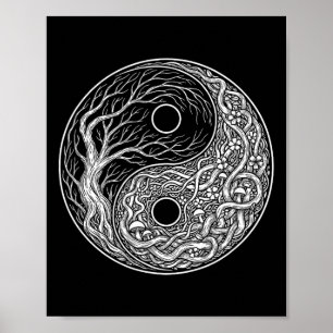 Yin Yang Symbol Lebensbaum, Tai Chi, Qigong, Yog Poster