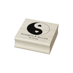 Yin Yang Symbol mit Herzen Liebe Hochzeit Gummistempel