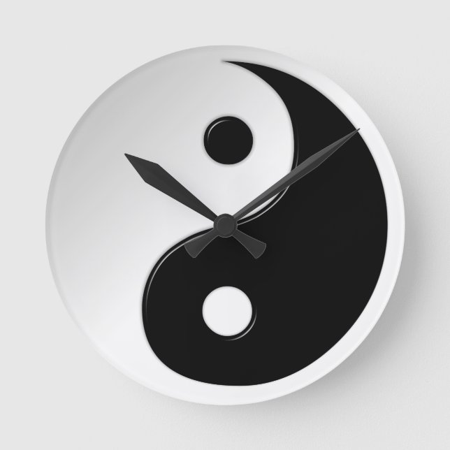 Yin Yang Symbol Rundwand-Uhr Runde Wanduhr (Vorderseite)
