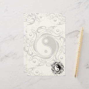 Yin & Yang-Symbol Schwarz-Weiß-Tätowierstil Briefpapier