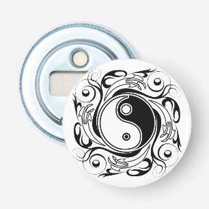 Yin & Yang-Symbol Schwarz-Weiß-Tätowierstil Flaschenöffner