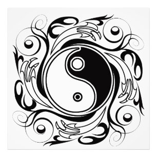 Yin & Yang-Symbol Schwarz-Weiß-Tätowierstil Fotodruck