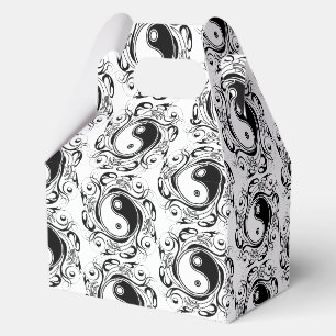 Yin & Yang-Symbol Schwarz-Weiß-Tätowierstil Geschenkschachtel