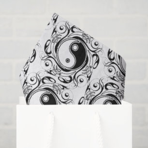Yin & Yang-Symbol Schwarz-Weiß-Tätowierstil Seidenpapier