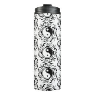 Yin & Yang-Symbol Schwarz-Weiß-Tätowierstil Thermosbecher