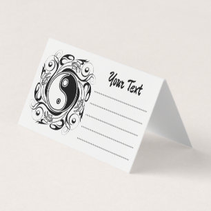 Yin & Yang-Symbol Schwarz-Weiß-Tätowierstil Visitenkarten