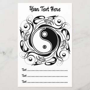 Yin & Yang Symbol Schwarz-Weiß-Tätowierungsstil Flyer