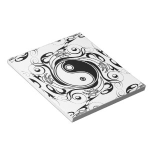 Yin & Yang Symbol Schwarz-Weiß-Tätowierungsstil Notizblock