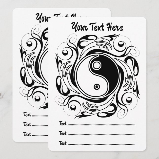 Yin & Yang Symbol Schwarz-Weiß-Tätowierungsstil Programm (Vorne/Hinten)