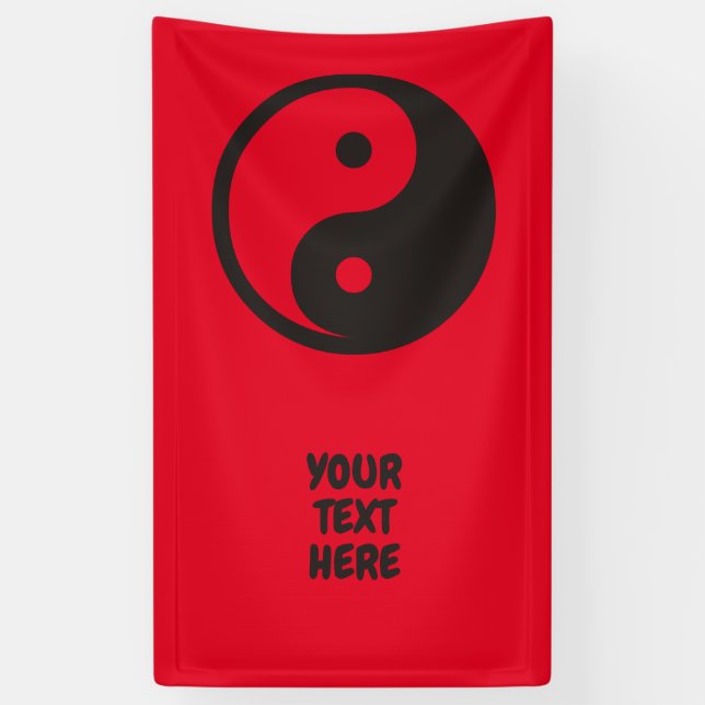 Yin Yang Symbol - solide Tätowierung Banner (Vertikal)