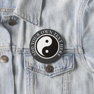 Yin Yang Symbol - solide Tätowierung Button