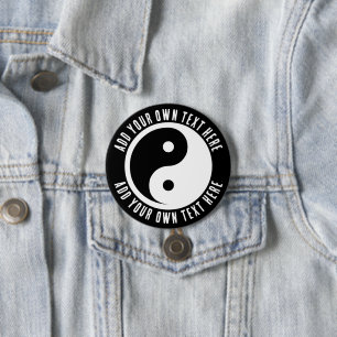 Yin Yang Symbol - solide Tätowierung-Design 2 Button