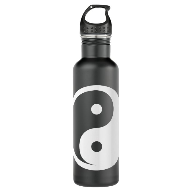 Yin Yang Symbol - solide Tätowierung-Design 2 Edelstahlflasche (Vorderseite)