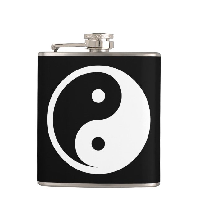 Yin Yang Symbol - solide Tätowierung-Design 2 Flachmann (Vorderseite)