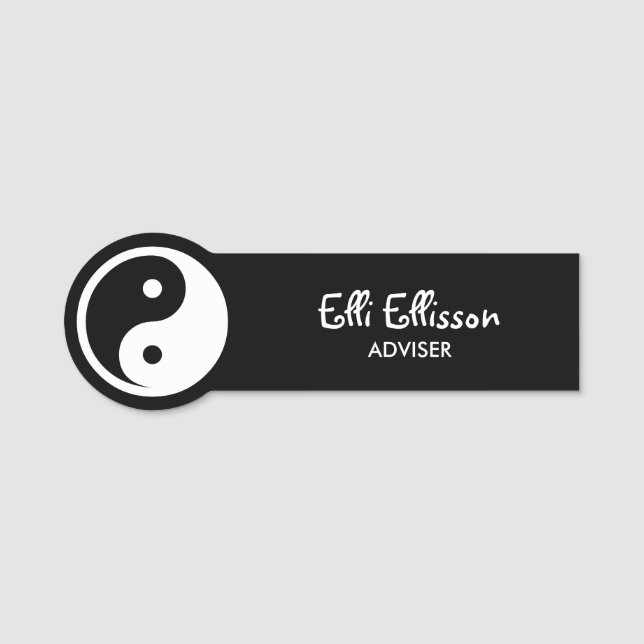 Yin Yang Symbol - solide Tätowierung-Design 2 Namensschild (Vorderseite)