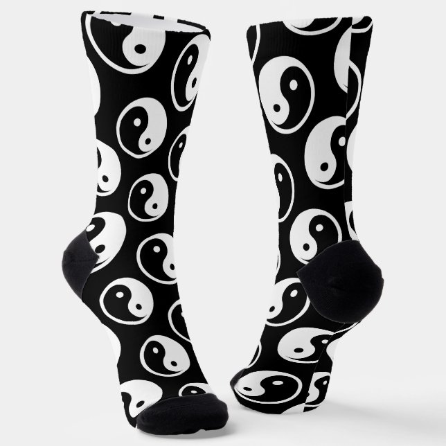 Yin Yang Symbol - solide Tätowierung-Design 2 Socken (Gewinkelt)