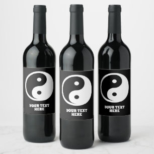 Yin Yang Symbol - solide Tätowierung-Design 2 Weinetikett