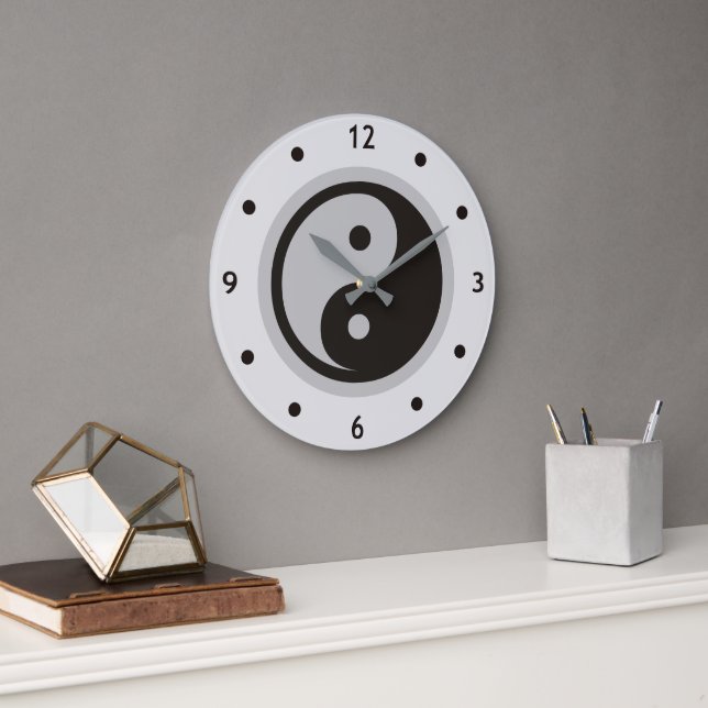Yin Yang Symbol - solide Tätowierung Große Wanduhr (Büro)