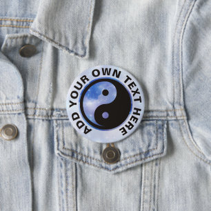 Yin Yang Symbol - solides Tattoodesign Button