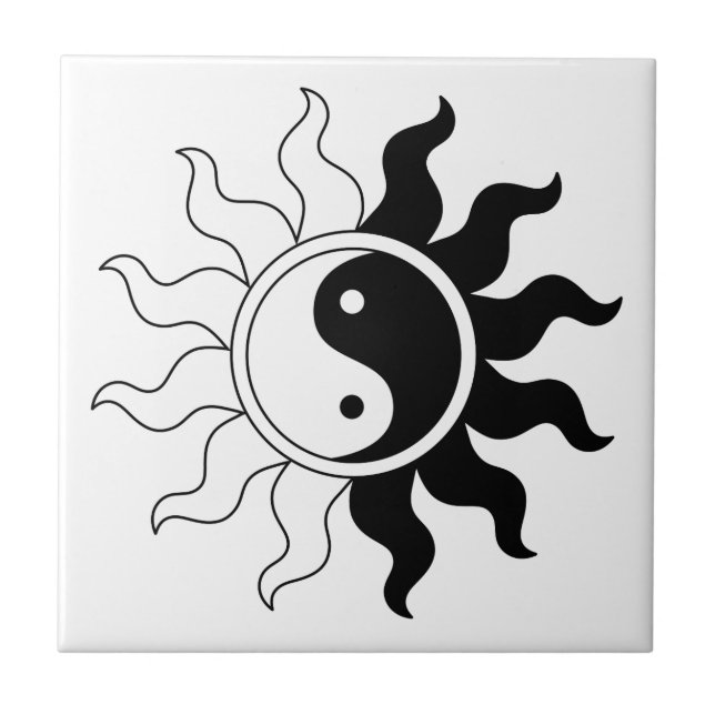 Yin Yang Symbol Sun Fliese (Vorderseite)