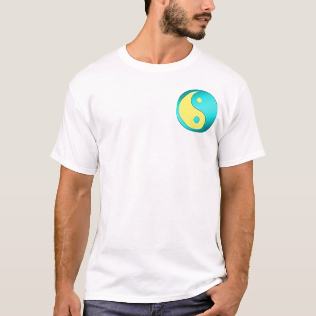 Yin-Yang, Tasche, Blau u. lt-Blau T-Shirt (Vorderseite)