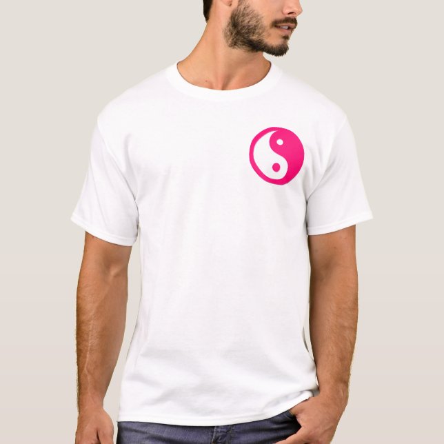 Yin-Yang, Tasche, Rosa u. Weiß T-Shirt (Vorderseite)