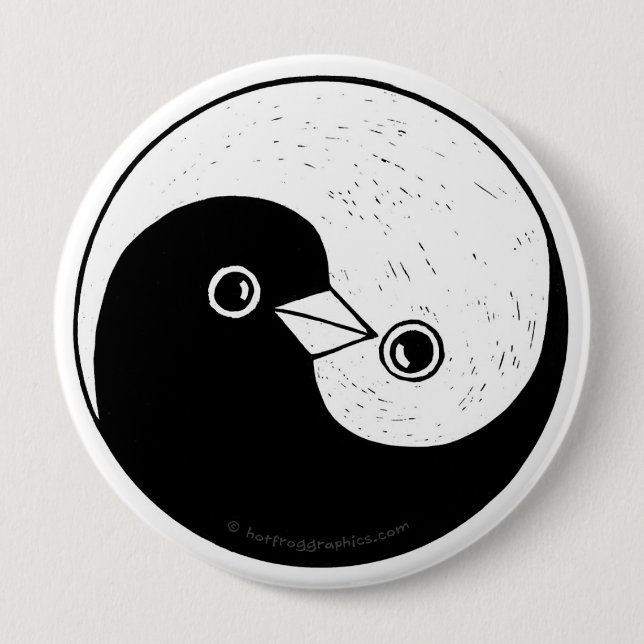 Yin Yang Tauben-Harmonie-Abzeichen Button (Vorderseite)
