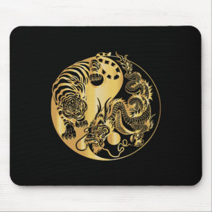 Yin Yang Tiger Dragon Gold Mousepad