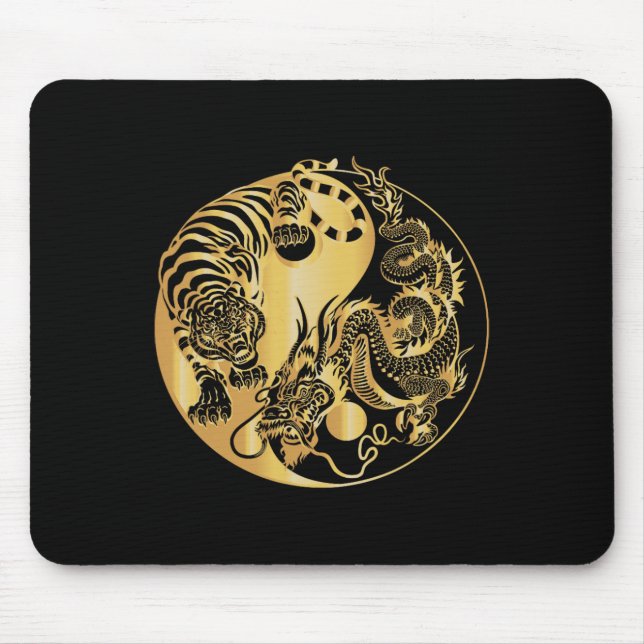 Yin Yang Tiger Dragon Gold  Mousepad (Vorne)