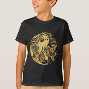 Yin Yang Tiger Dragon Gold T-Shirt