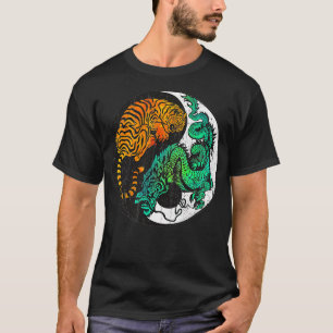 Yin Yang Tiger Dragon Retro Tattoo Style MIXED MAR T-Shirt