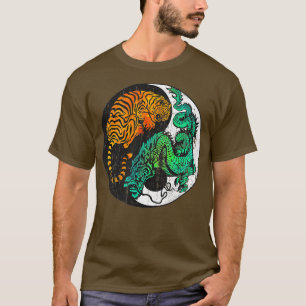 Yin Yang Tiger Dragon Retro Tattoo Style MIXED MAR T-Shirt